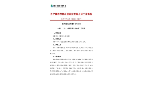 青海濮耐高新材料有限公司一期、二期、三期項目節(jié)能驗收工作簡報